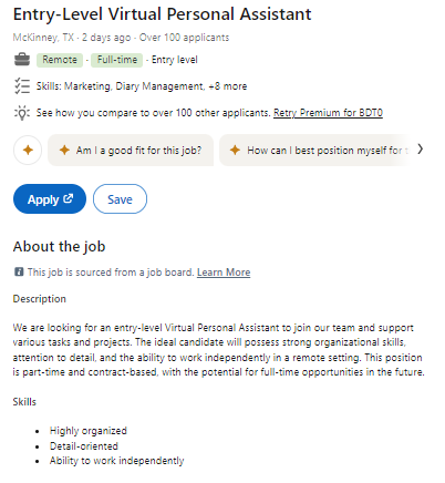 Job Posting on your company profile