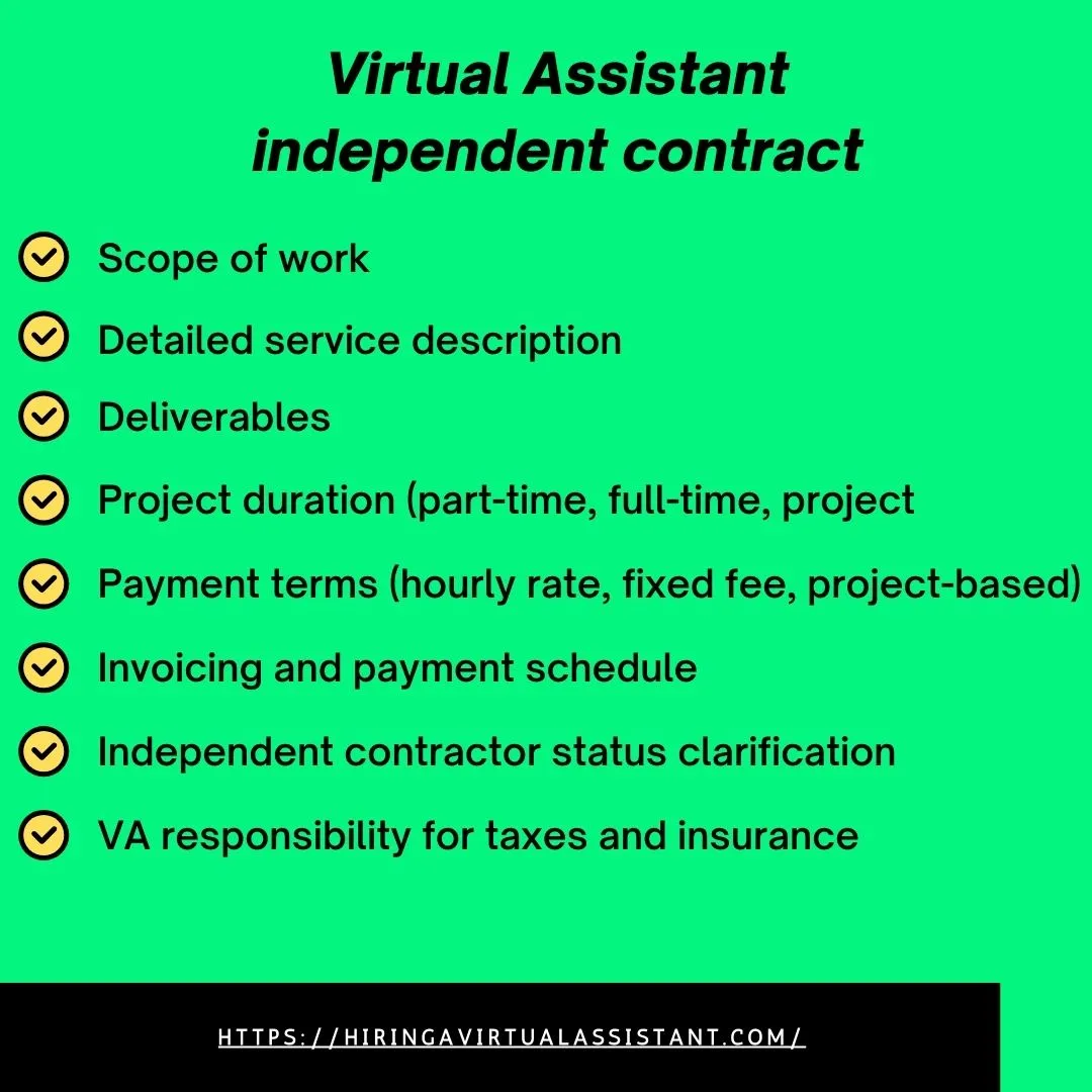 Virtual Assistant independent contract